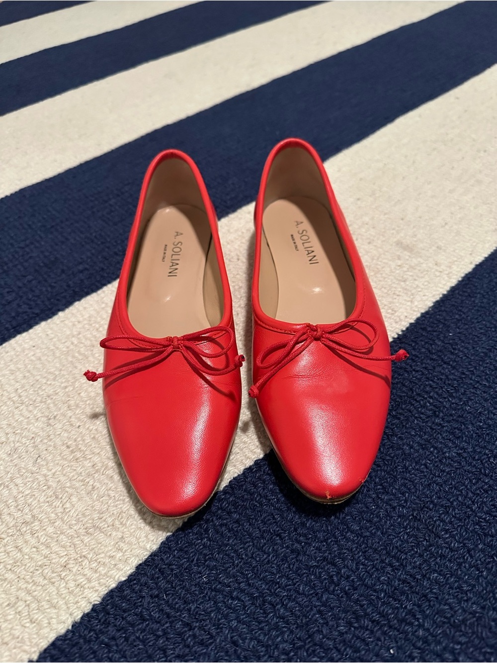 A. Soliani Como Red Leather Ballet Flats